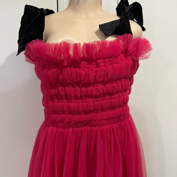 Molly Goddard hot pink tulle sleeveless velvet strap dress - Picture 4 of 10